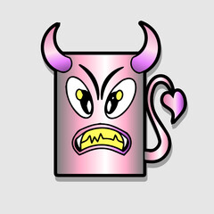 Illustration of funny abstract comic icon with various emotion