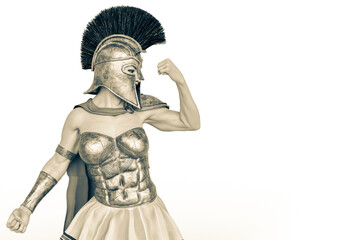 she is the spartan soldier in a white background