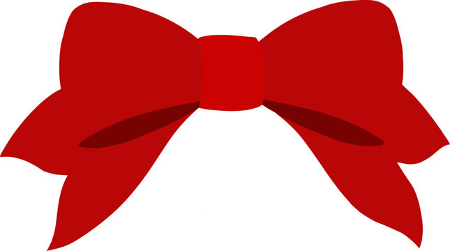 Red ribbon Christmas bow vector for Christmas decorations, presents, gifts, and other objects. Festive holiday bow clip art design for party or wedding or other graphic art products