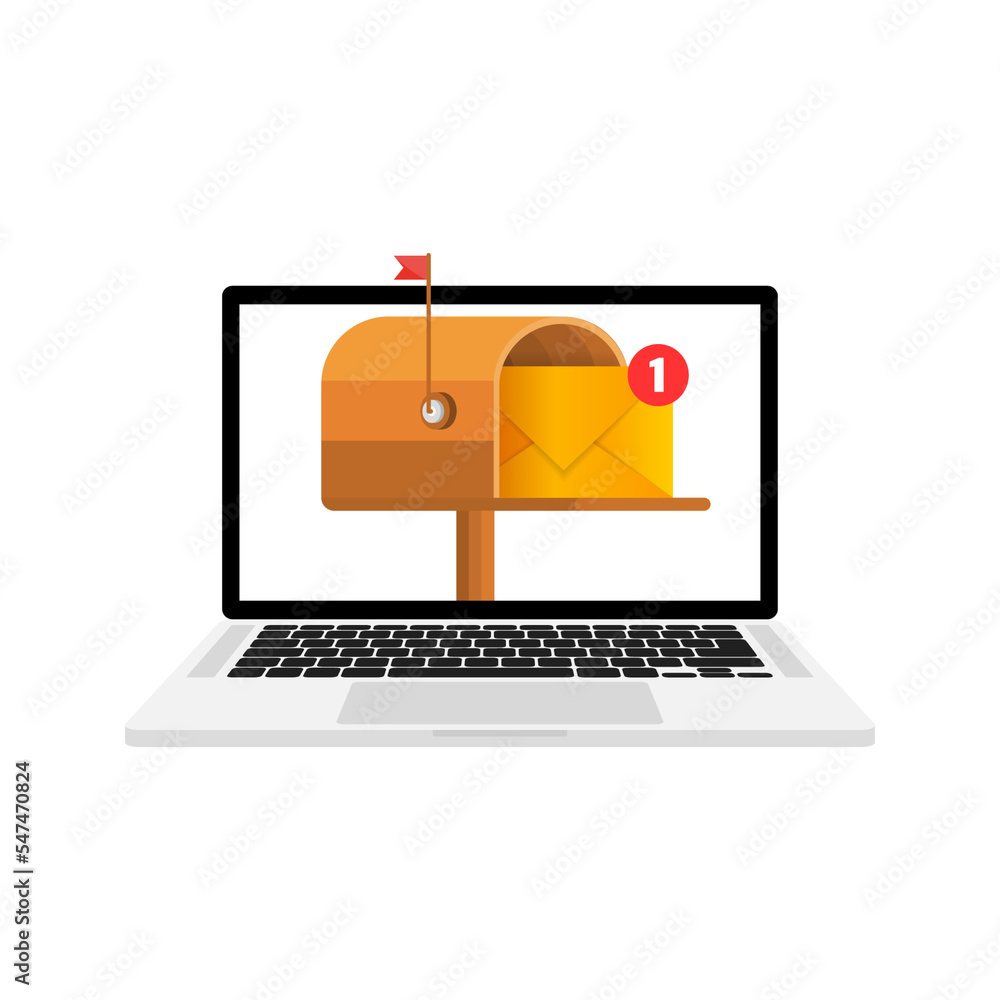 Poster mailbox with a letter inside in a flat style on a yellow background. subscribe to our newsletter. ve
