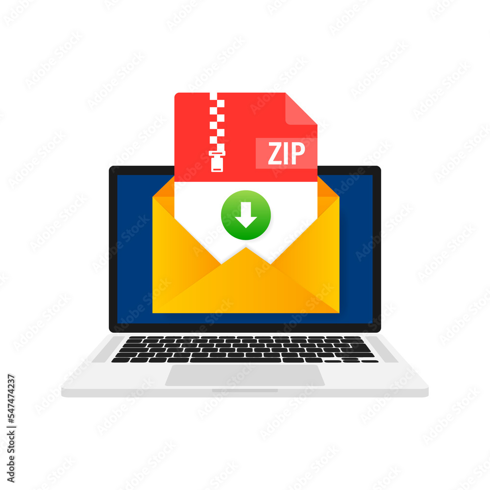 Aufkleber zip file. icon for web background design. email sign. technology vector illustration. technology bac
