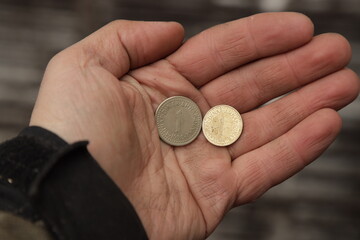 Old Yugoslav coin in hand