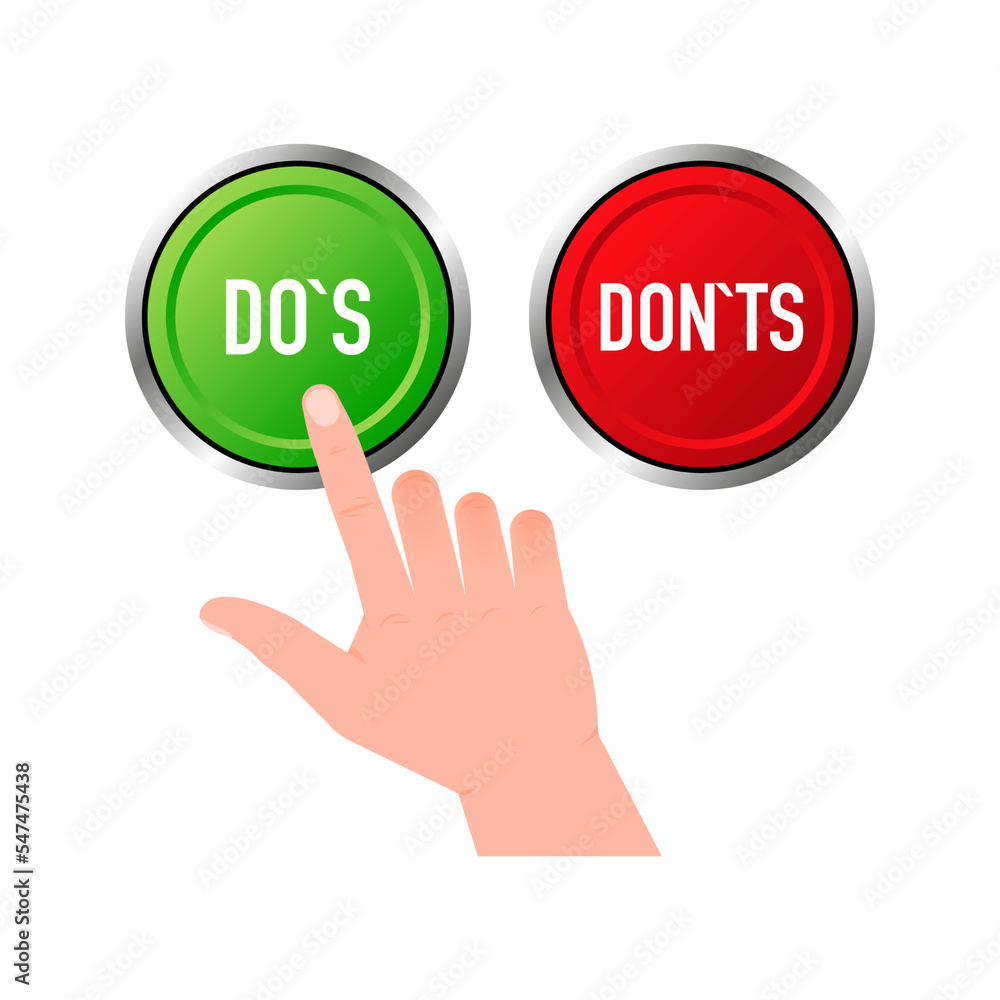 Poster check marks ui button with dos and donts. flat simple style trend modern red and green checkmark.