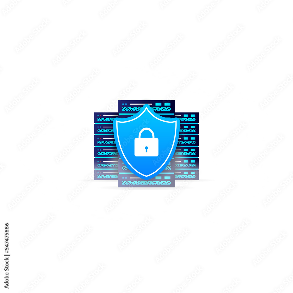 Poster data base, cloud. network servers computer hardware technology decorative elements. vector illustrat