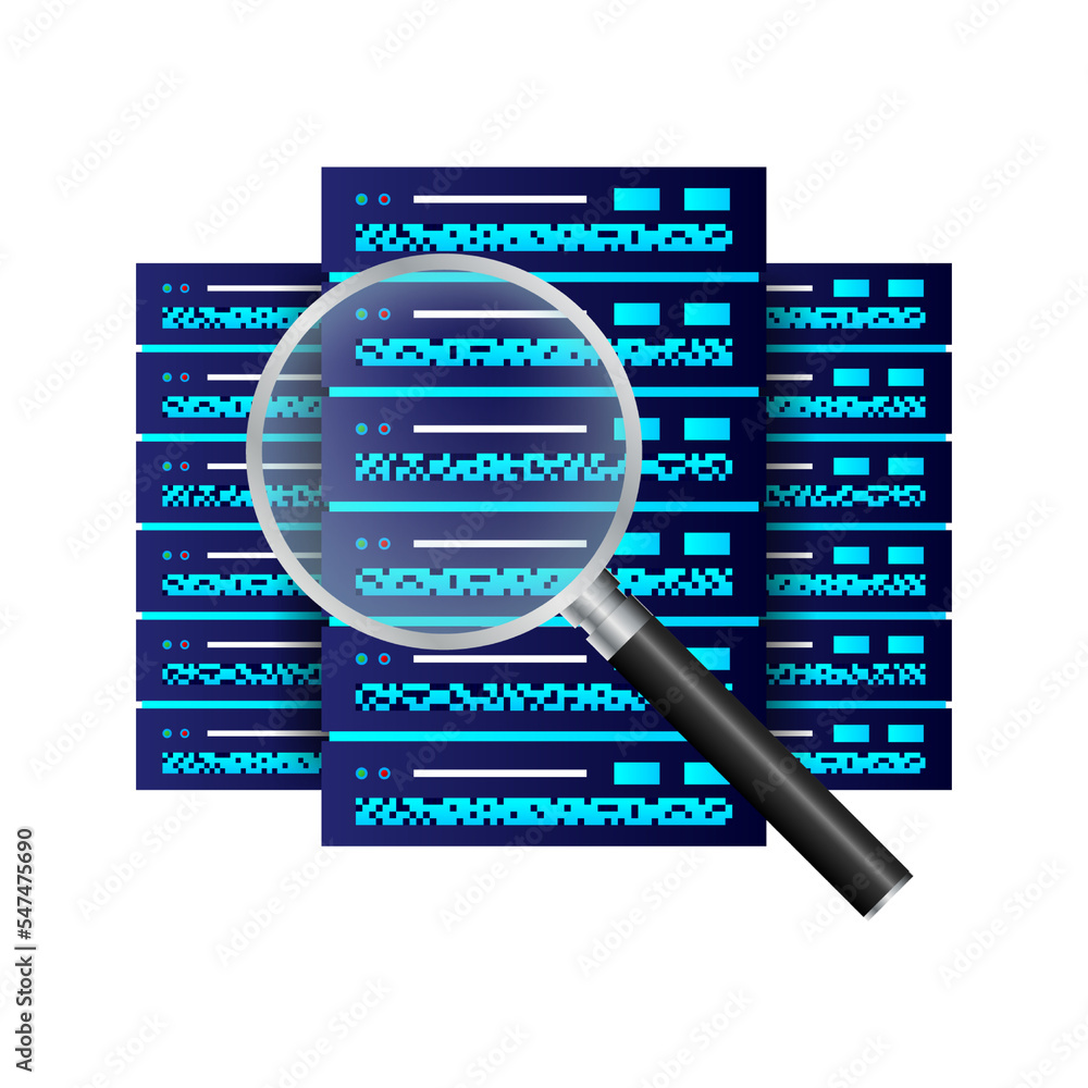Poster data base, cloud. network servers computer hardware technology decorative elements. vector illustrat