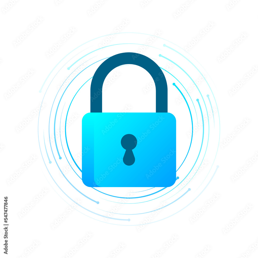 Poster cyber security concept. padlock, lock. privacy concept. flat button. digital background