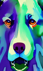 Fototapeta premium Digital watercolor drawing dog portrait, wall art fashion print