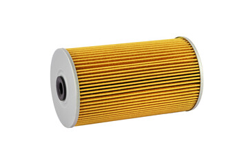 Oil filter on a white background. Isolate.Car filter closeup. Spare parts catalog.