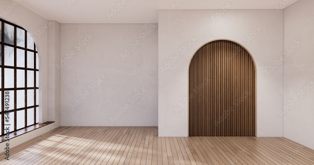 Wall mural Muji style, Empty wooden room,Cleaning japandi room interior, 3D rendering