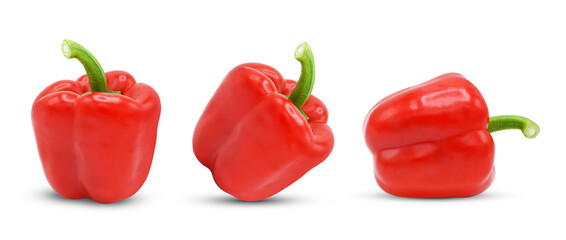 Red bell pepper isolated on white background.