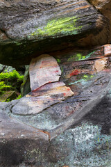 Obraz premium Beautiful sandstone Rocks in Czech Paradise, clear green Nature, Mala Skala, Little Rock, Czech Republic