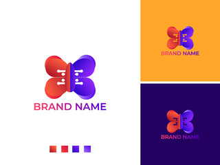 ILLUSTRATION ABSTRACT BUTTERFLY TECH DESIGN LOGO ICON TEMPLATE MODERN VECTOR