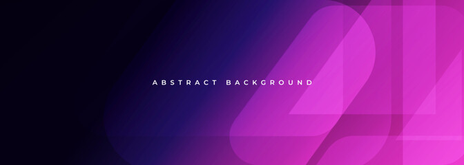 Deep purple and pink colours gradient wide abstract background. Abstract modern trendy color gradient banner with geometric shapes. Vector illustration.