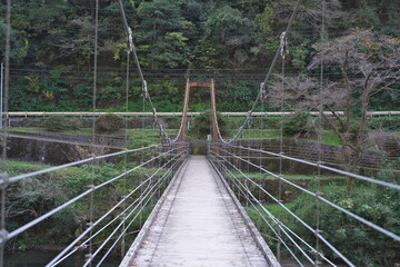 Shimane,Japan - November 8, 2022: Furoukyo bridge over Kando river at Tachikue gorge, Shimane, Japan
