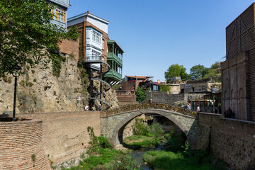 old bridge over the river in old Tbilisi