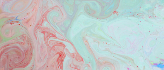 Abstract gradient multicolored background. Colorful spots on water surface. Fluid Art