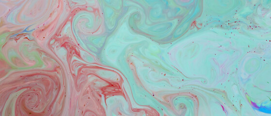 Abstract fluid art background with pastel muted colors. Multicolored liquid surface