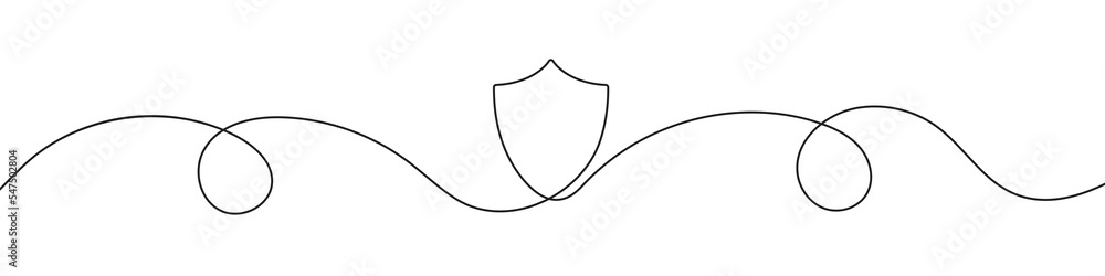Poster shield in continuous line drawing style. line art of a shield. vector illustration. abstract backgro