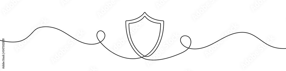 Aufkleber shield in continuous line drawing style. line art of a shield. vector illustration. abstract backgro