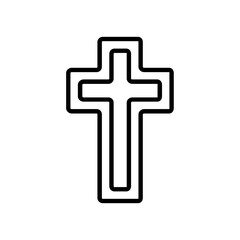 Christian cross icon. Christian church logo isolated. Black religious symbol. Vector illustration