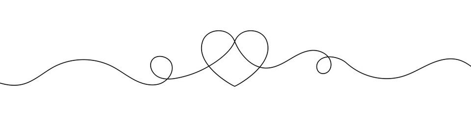 Heart shape in continuous line drawing style. Line art of love symbol. Vector illustration. Abstract background