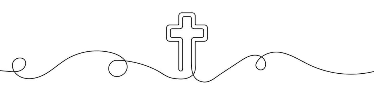 recommend clip art: Christian cross in continuous line drawing style. Line art of christian cross. Vector illustration. Abstract background