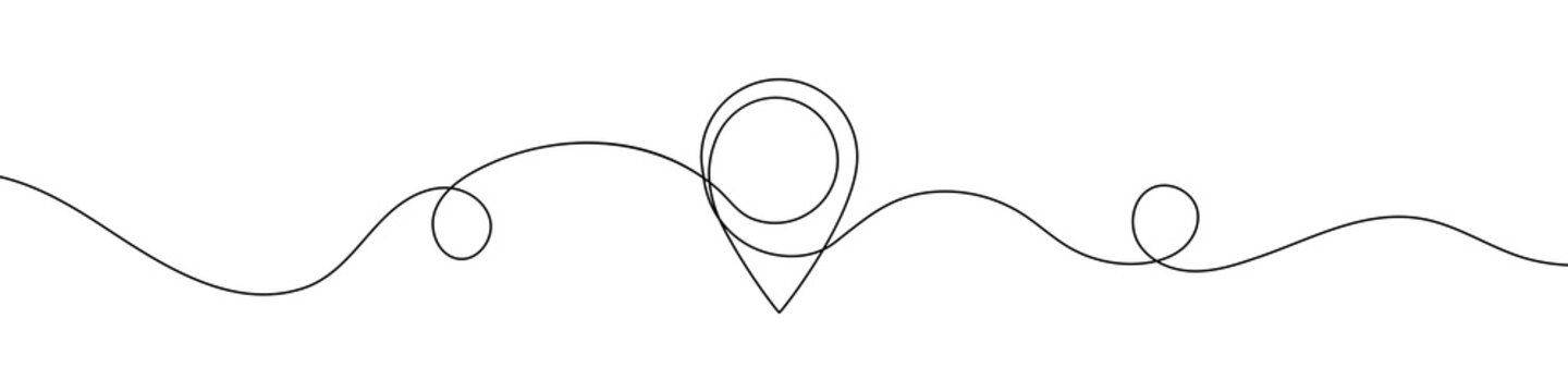 recommend clip art: Map pin in continuous line drawing style. Line art of GPS navigation. Vector illustration. Abstract background