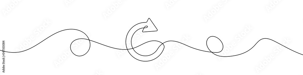 Poster recycling arrow in continuous line drawing style. line art of a round arrow. vector illustration. ab