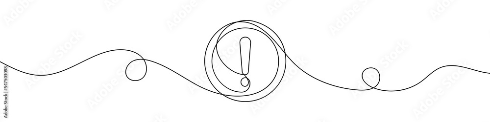 Poster exclamation mark in continuous line drawing style. line art of an exclamation mark. vector illustrat