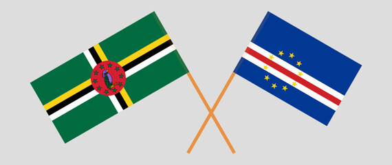 Crossed flags of Dominica and Cape Verde. Official colors. Correct proportion