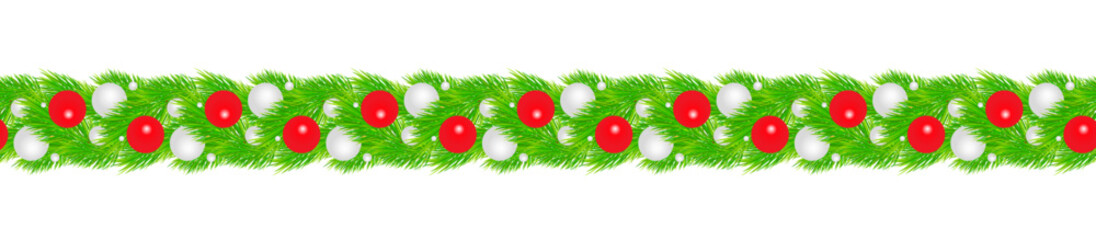 Czerwona girlanda świąteczna dekoracja red Christmas garland decoration - obrazy, fototapety, plakaty