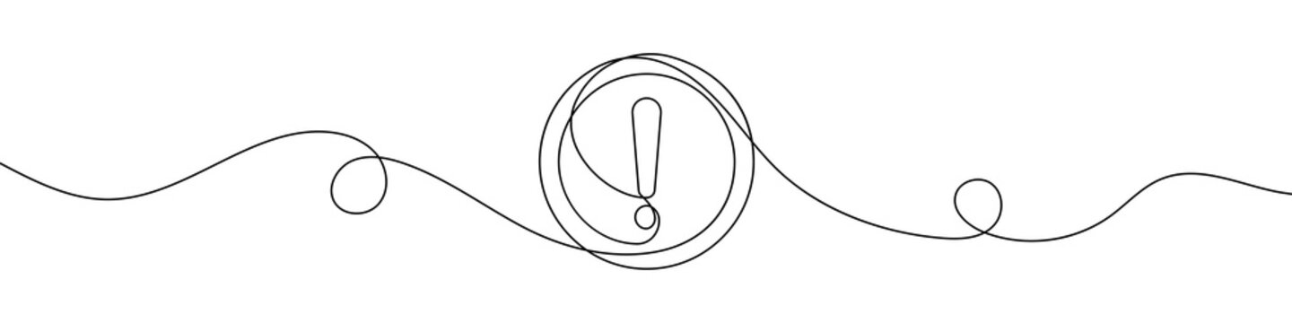recommend clip art: Exclamation mark in continuous line drawing style. Line art of an exclamation mark. Vector illustration. Abstract background