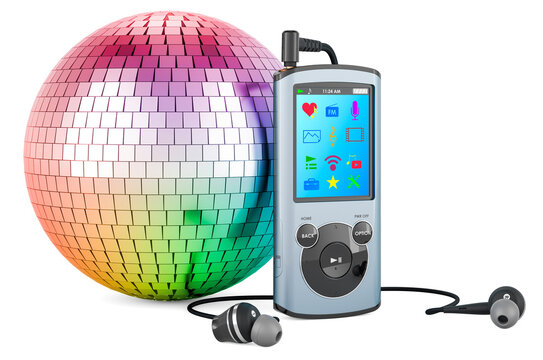 recommend clip art: Digital audio player with mirror disco ball, 3D rendering