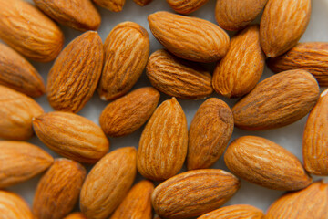 Close-up of almonds on a beautiful stand, Nuts are healthy.