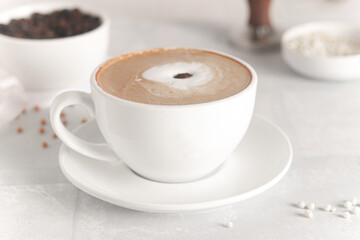 A hot drink of delicious coffee complements