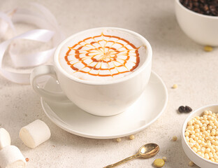 A hot drink of delicious coffee complements