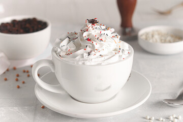 A hot drink of delicious coffee complements