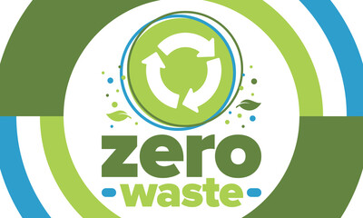 Zero Waste. Ecology poster. Refuse and Reduce. To Reuse and Recycle. Green January for environment. Eco friendly lifestyle. Save the planet. No plastic, only eco bag. Vector illustration