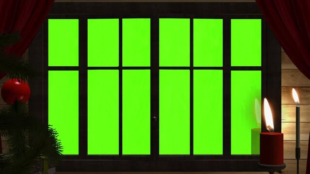 Christmas window green screen