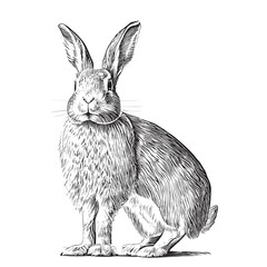 Hare sketch hand drawn in engraving style Vector illustration. © BigJoy