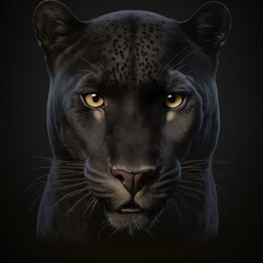 Obraz premium Schwarzer Panther isoliert auf schwarzem Hintergrund, 3D Rendering