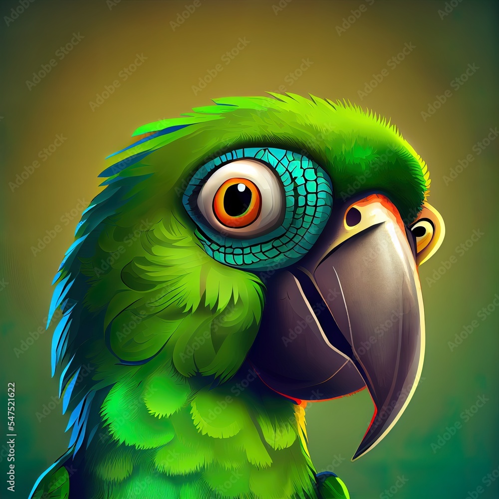 Wall mural Green parrot