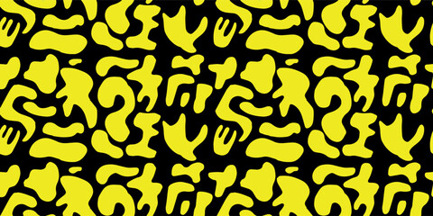 Yellow Abstracts lined up on a black background with nice contrast being very eye-catching. Art with Seamless pattern with explosive and radical appeal for different ages. - obrazy, fototapety, plakaty