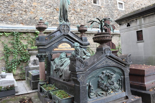 cimeti&egrave;re, paris, Montparnasse, sculpture, Pierre, tombale