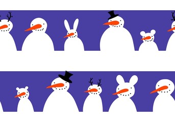 Winter seamless snowman and snowflakes pattern for Christmas wrapping paper and kids notebooks