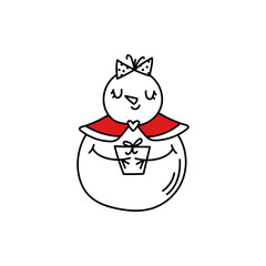 Snowman hand draw. Doodle Snowman. Outline Vector illustration