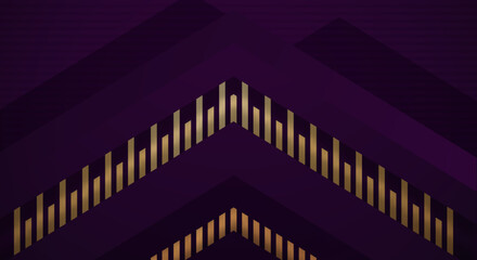 Abstract Dark Purple Background with Gold Line Arrow Direction Geometric Triangle Design Modern Futuristic