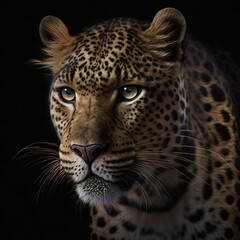 Perfekter Leopard isoliert auf schwarzem Hintergrund