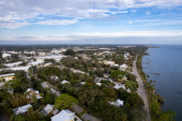 Fototapeta na wymiar Historic Cocoa Village Florida Aerial Drone View