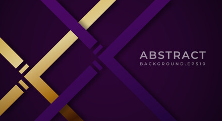 Obraz premium Abstract Dark Purple 3D Background with Gold and Purple Lines Paper Cut Style Textured. Usable for Decorative web layout, Poster, Banner, Corporate Brochure and Seminar Template Design